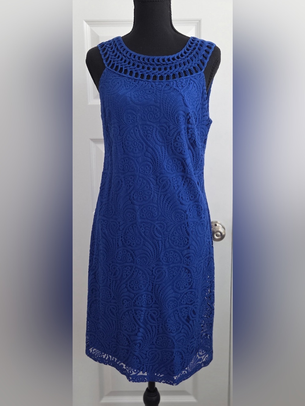 Jessica Howard Royal Blue Crochet Sheath Mini Dress